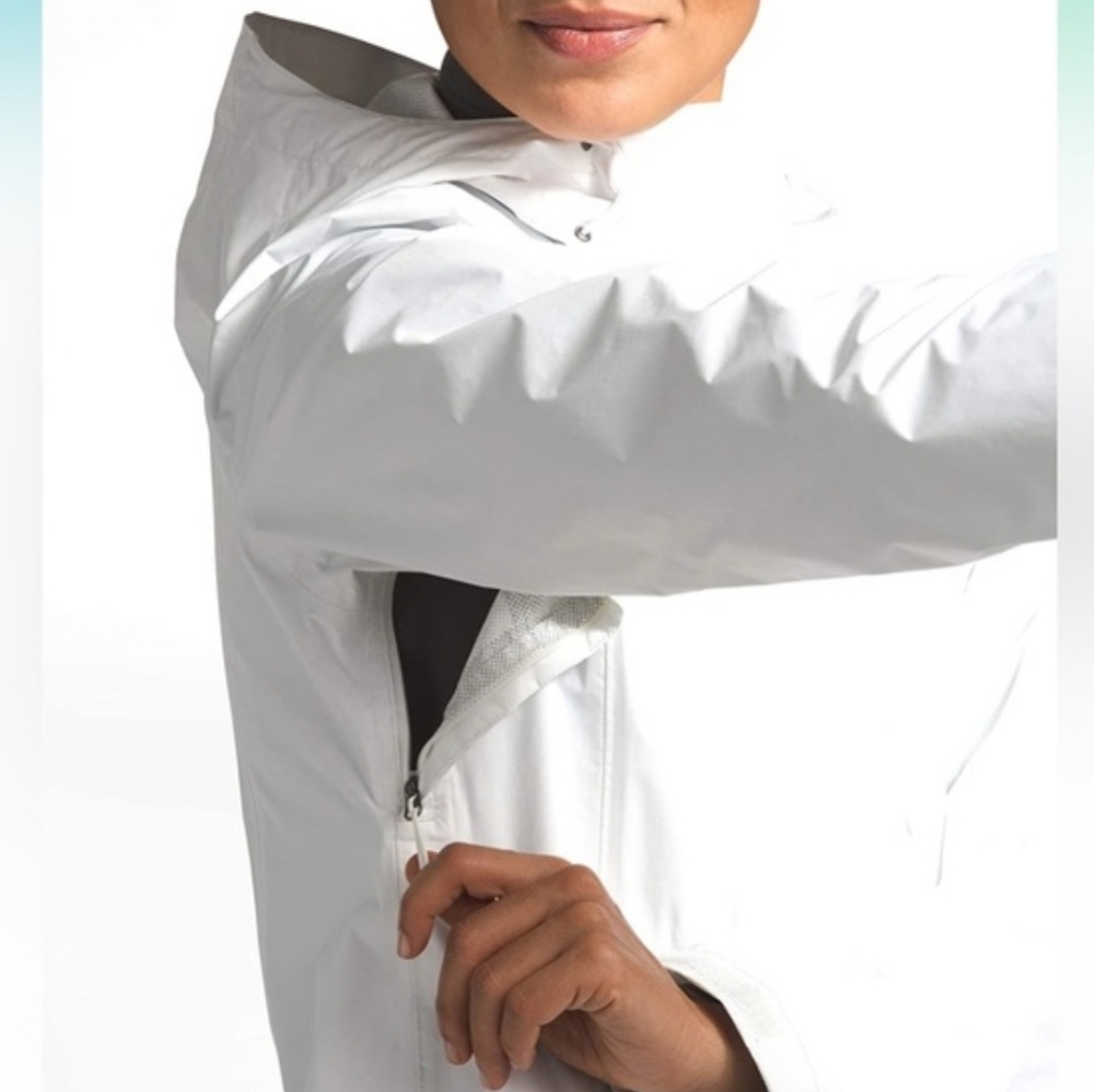 The North Face White Hyvent Waterproof Hiking Coat Rain Jacket - Picture 3 of 16